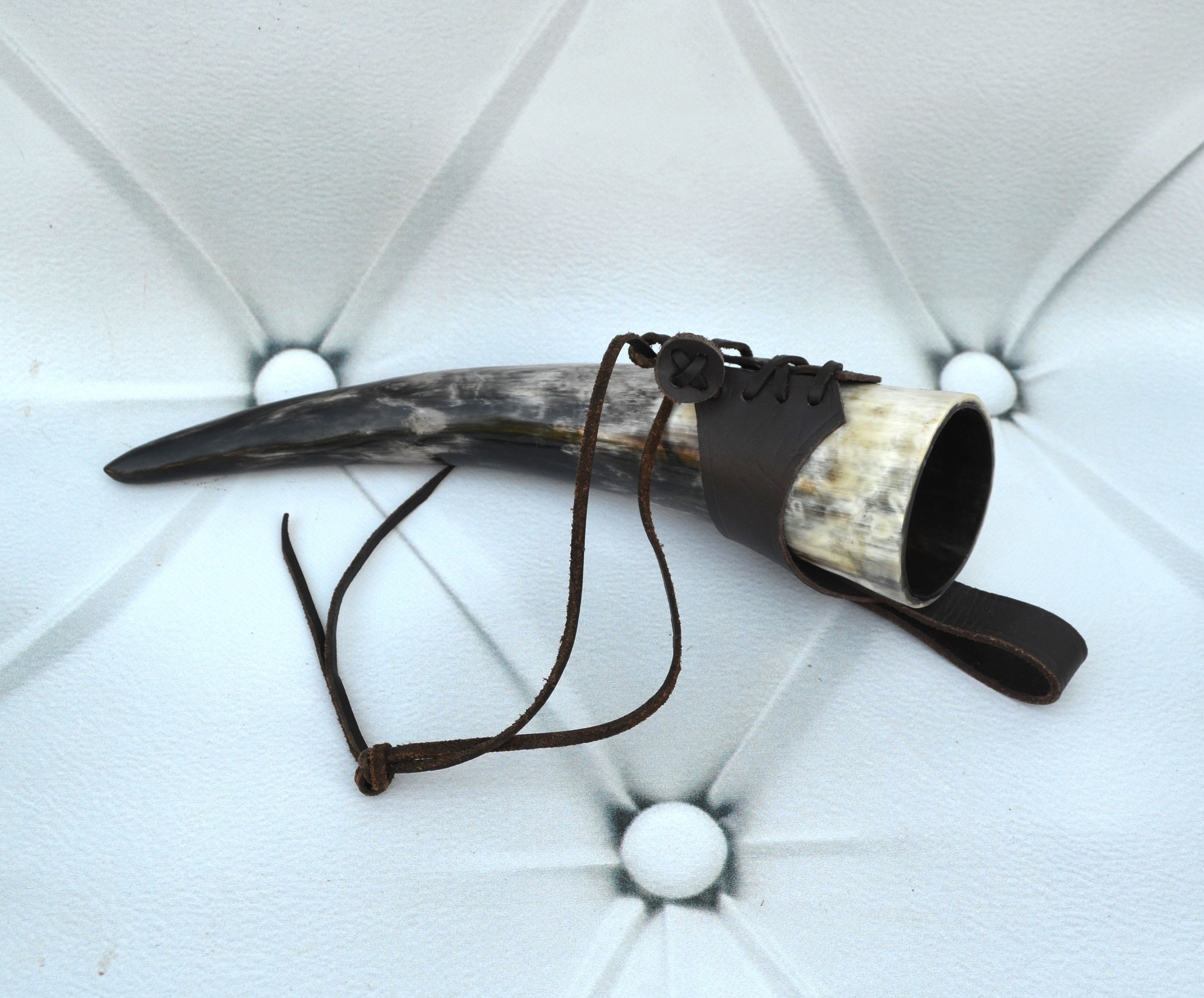 Viking mead horn with leather belt hanger celtic drinking Etsy