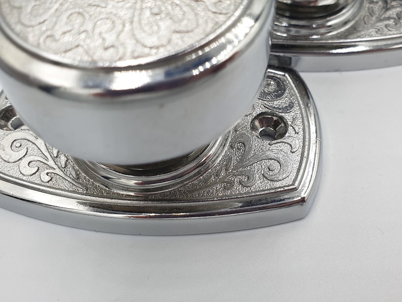 Set 2 Silver Interior Dummy Door Knobs Handles Drawer Pulls, Dresser Modern Chrome Round Knobs, cabin bathroom drawer pull, Vintage Hardware