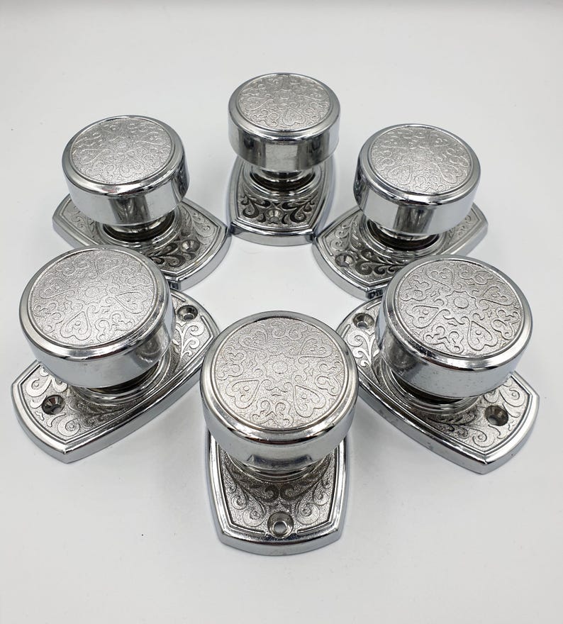 Set 2 Silver Interior Dummy Door Knobs Handles Drawer Pulls, Dresser Modern Chrome Round Knobs, cabin bathroom drawer pull, Vintage Hardware