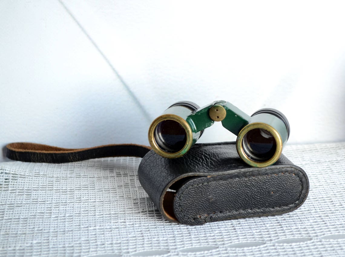 Vintage opera binoculars with case small soviet green Opera Etsy