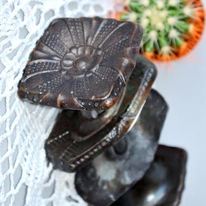 Floral Square Door Knobs for Exterior Doors, Central Brass Interior Handles, Indoor Dummy Doorknob Privacy Door Knob Art Deco Doorknobs