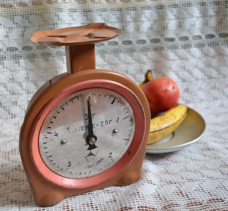 Redman Kitchen Scale Vintage Mechanical Kitchen Scale, Red Metal Food Analog Scale, Rustic ...
