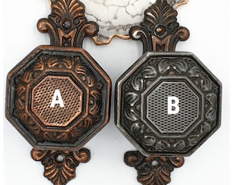 Octagonal Exterior Door Knob, Vintage Drawer Pull with Backplate, Brass Decorative Centre Door Knob