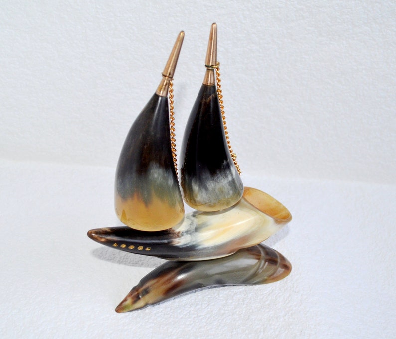 Vintage celtic mead horns with stand viking gift horn cup Etsy