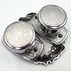 Set 2 Silver Interior Dummy Door Knobs Handles Drawer Pulls, Dresser Modern Chrome Round Knobs, cabin bathroom drawer pull, Vintage Hardware