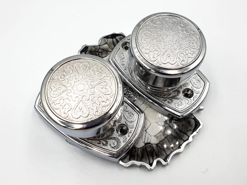 Set 2 Silver Interior Dummy Door Knobs Handles Drawer Pulls, Dresser Modern Chrome Round Knobs, cabin bathroom drawer pull, Vintage Hardware