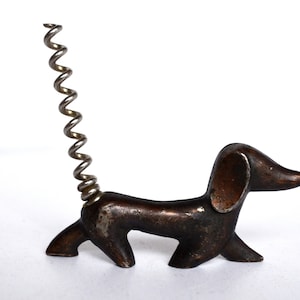 Vintage DOG Figurine Corkscrew Dachshund Wine Bottle Opener, Art Deco Bar Decor, Animal Walter Bosse, Birthday Gift for Him Men