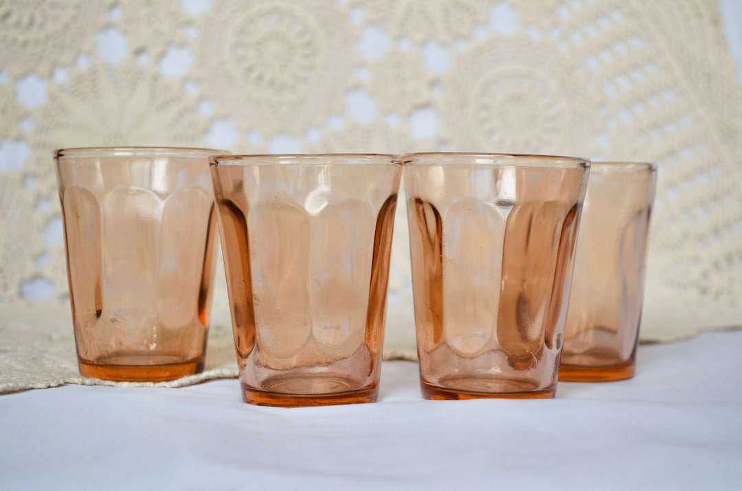 Set 4 Blush Pink Drink Glasses 100ml, Tumblers Water Goblets, MCM