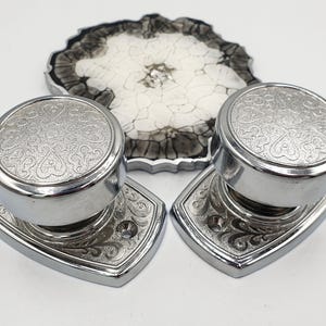 Set 2 Silver Interior Dummy Door Knobs Handles Drawer Pulls, Dresser Modern Chrome Round Knobs, cabin bathroom drawer pull, Vintage Hardware