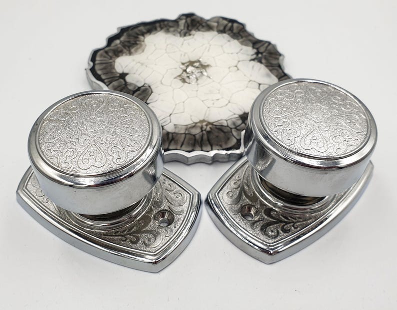 Set 2 Silver Interior Dummy Door Knobs Handles Drawer Pulls, Dresser Modern Chrome Round Knobs, cabin bathroom drawer pull, Vintage Hardware