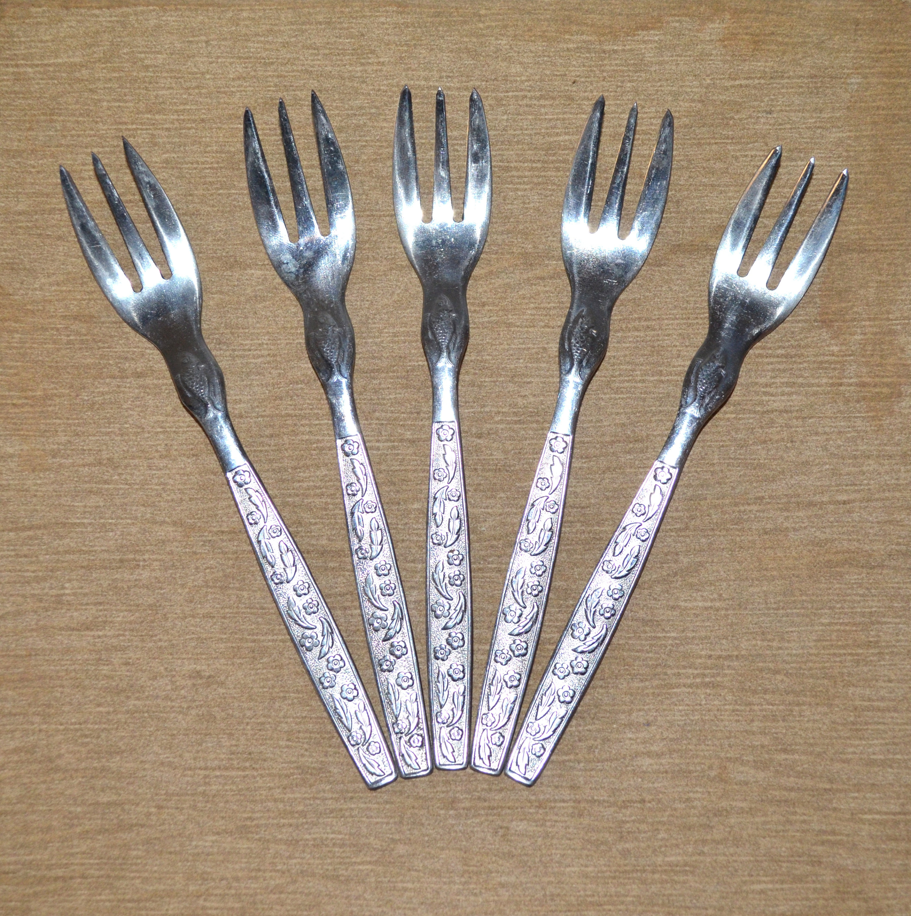 Vintage cutlery set 5 fish forks stainless steel Oyster Etsy