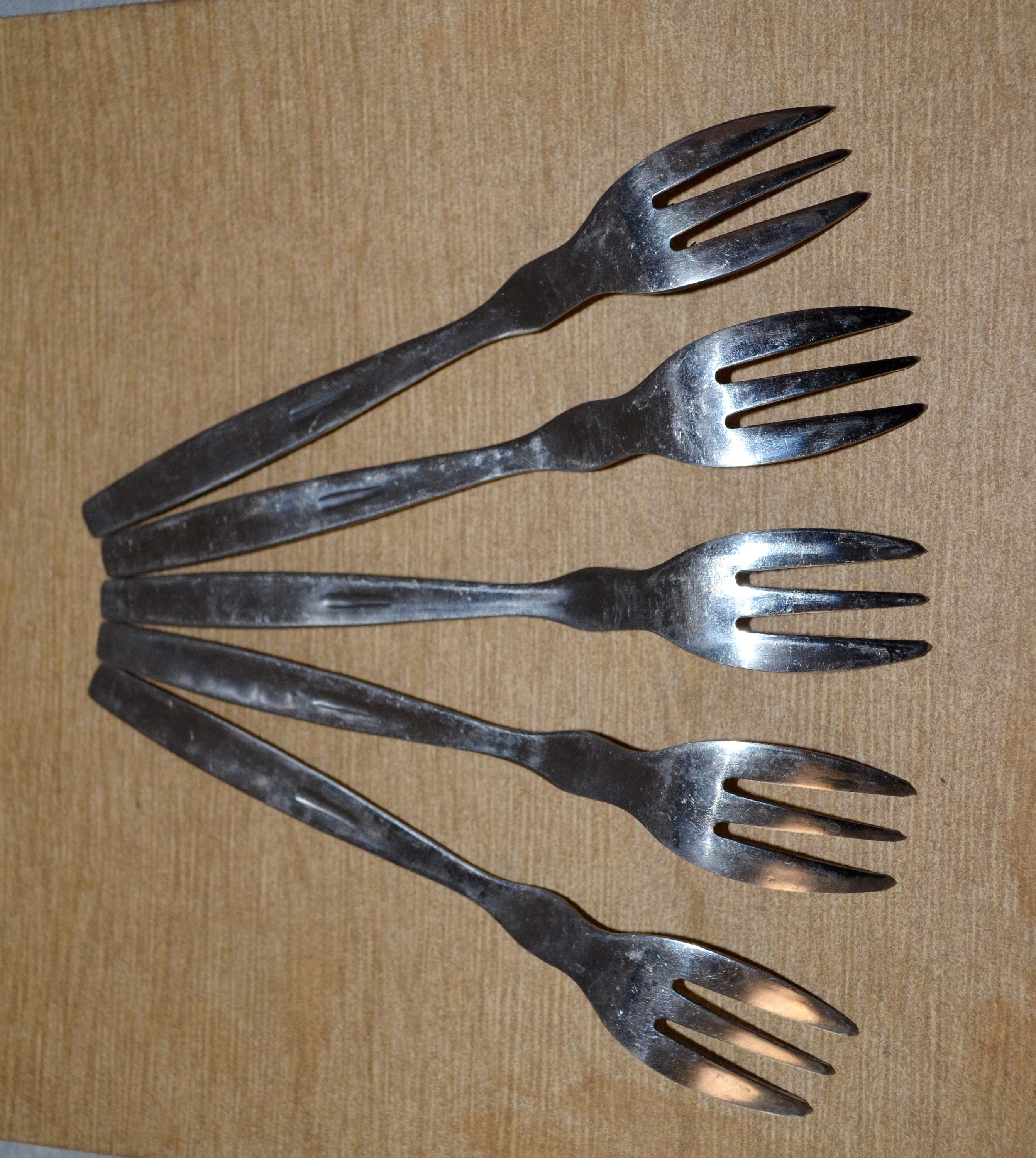 Vintage cutlery set 5 fish forks stainless steel Oyster Etsy