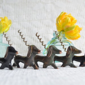 Vintage DOG Figurine Corkscrew Dachshund Wine Bottle Opener, Art Deco Bar Decor, Animal Walter Bosse, Birthday Gift for Him Men