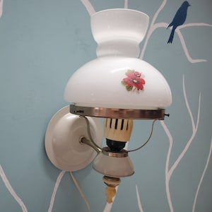 Vintage Plug in Wall Sconce, Midcentury Art Deco Wall Lamp, French Design White Shade