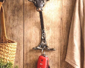 Stier Kuh Wandhaken, Rustikale Bauernhaus Wand Schlüssel, Mäntel, Handtuchhalter, Western BOSSE Tiere, Ranch Liebhaber Geschenk für Ihn