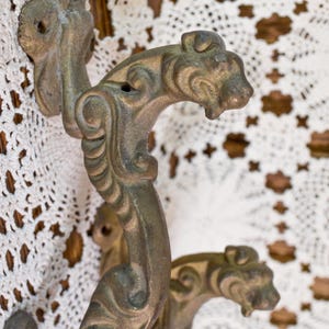 Vintage Gothic Animal Door Pull Handle 8.5in, Ornate Antique Metal Handle, Victorian Entry Castle Style Outdoor Gate Door Hardware