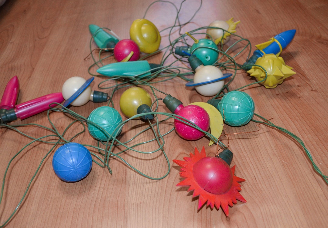 Vintage Outer Space String Lights Christmas Garland, NASA Party Decor ...