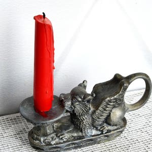 Goth Candle Holder Griffin Gargoyle with Handle, Gothic Witchy Candlestick Holder, Home altar decor, Witchcraft supplies