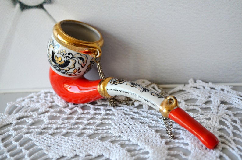 Vintage Ceramic pipe Smoking tobacco clay pipe collectible Etsy