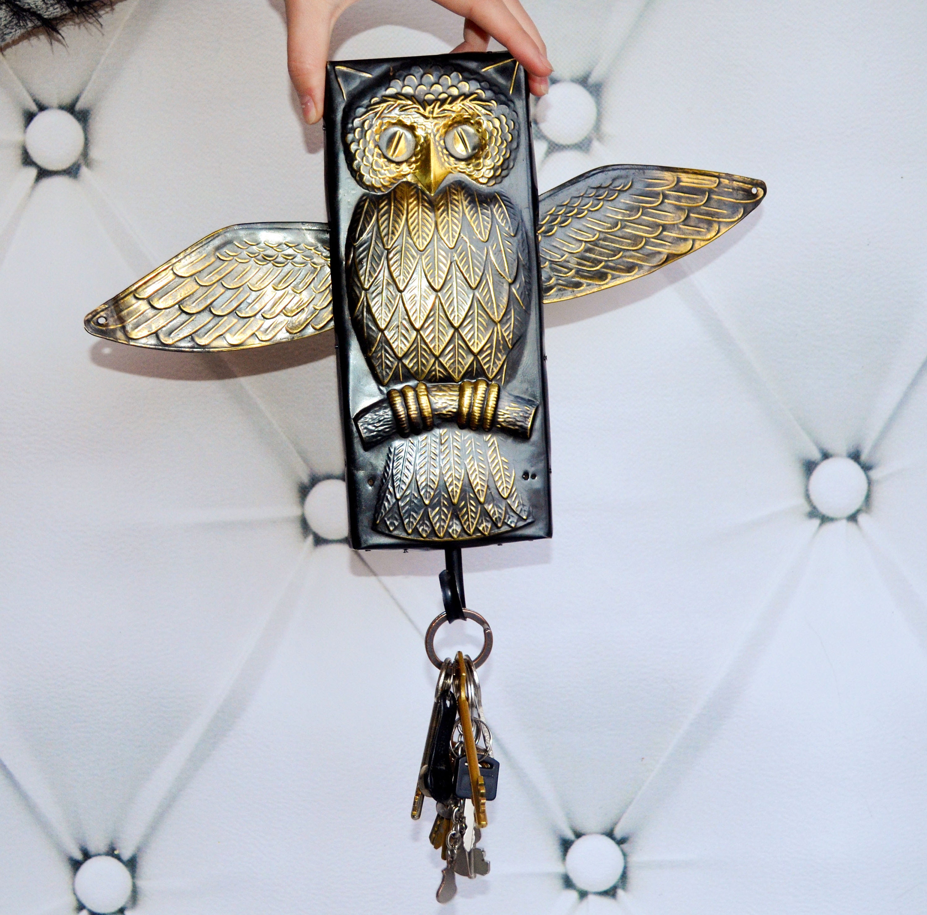 Vintage OWL hook rack wall decor MOVING WINGS key wall hook Etsy