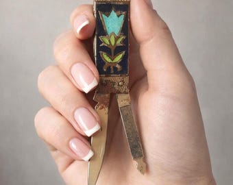 Chaveiro Mini Canivete de Bolso Esmaltado Tulipa, Chaveiro Mini Canivete Dobrável, Lembrança de Canivete Antigo para Mulheres