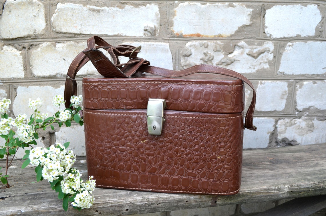 Vintage crossbody hard camera bag case shoulder cosmetic make Etsy