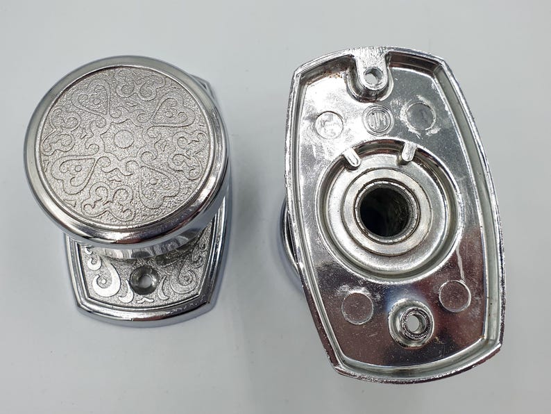 Set 2 Silver Interior Dummy Door Knobs Handles Drawer Pulls, Dresser Modern Chrome Round Knobs, cabin bathroom drawer pull, Vintage Hardware