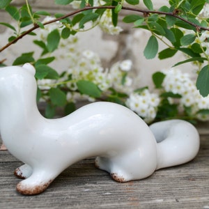 White Ceramic Porcelain ferret animal figurine Sculpture, Pan Pantalaimon His Dark Materials, Christmas Gift idea, home retro decor image 7