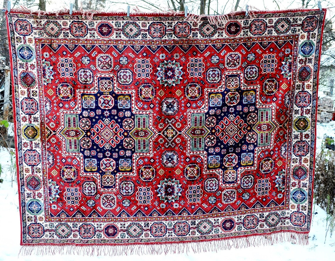 Vintage blue red kilim rug runner 64.8 feet German Bohemian Etsy