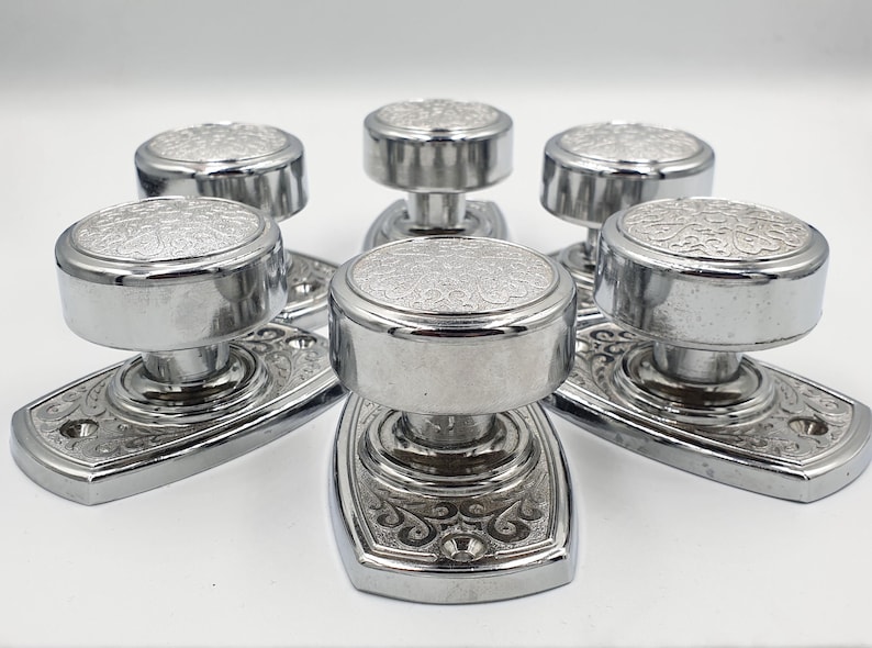 Set 2 Silver Interior Dummy Door Knobs Handles Drawer Pulls, Dresser Modern Chrome Round Knobs, cabin bathroom drawer pull, Vintage Hardware