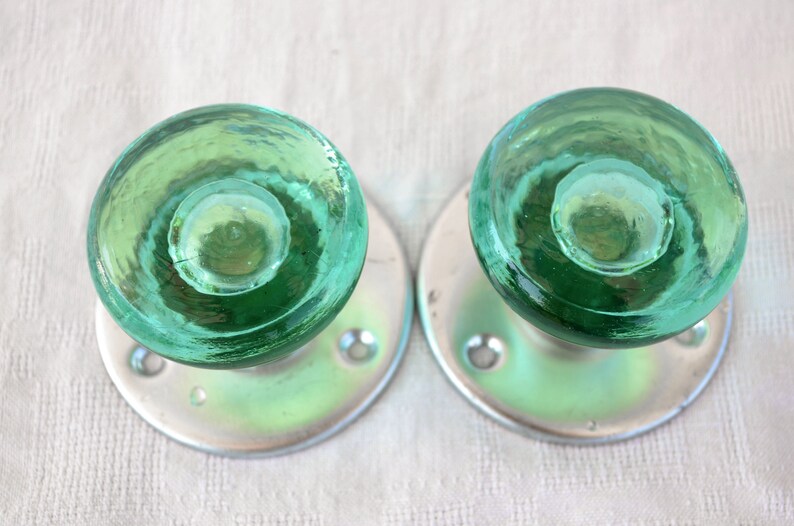 Vintage Glass Door Knobs Set of 2 Clear Glass Door Handles Etsy