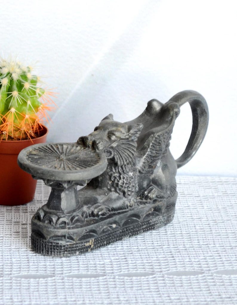 Goth Candle Holder Griffin Gargoyle with Handle, Gothic Witchy Candlestick Holder, Home altar decor, Witchcraft supplies