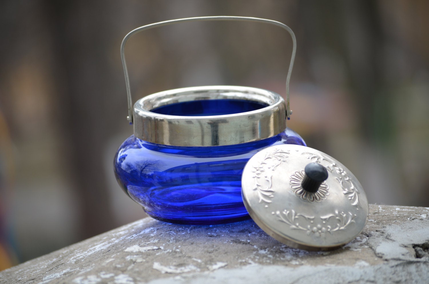 Glass sugar jar with lid kitchen containers Bowl with Metal Etsy