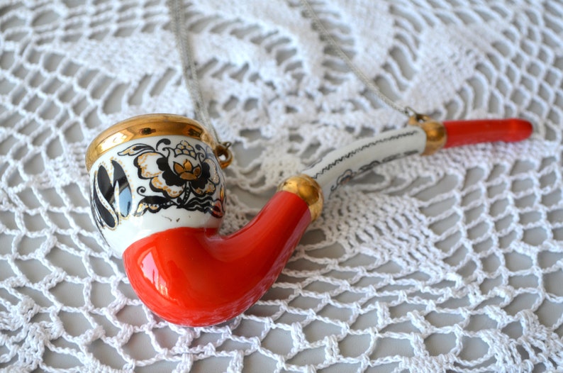 Vintage Ceramic pipe Smoking tobacco clay pipe collectible Etsy
