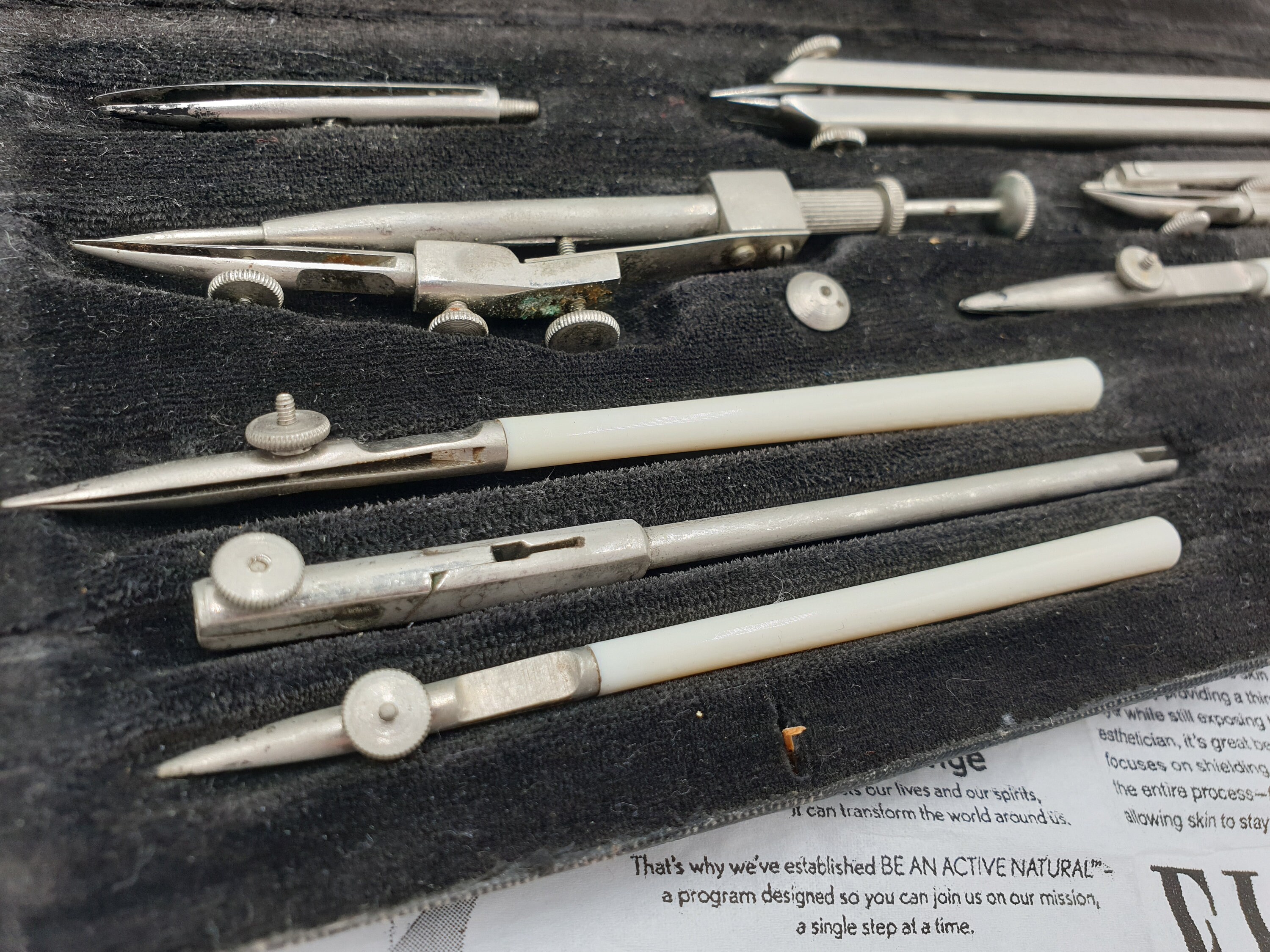 Vintage drafting tools set drawing math compass architect Etsy