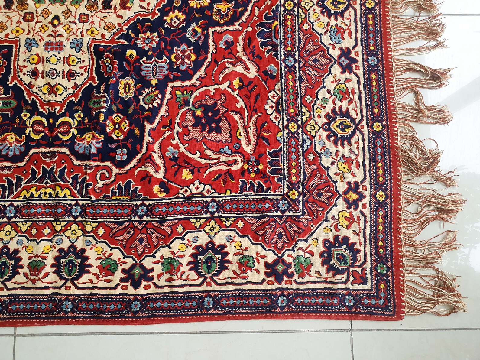 Vintage German kilim rug colorful kitchen patio hallway runner Etsy