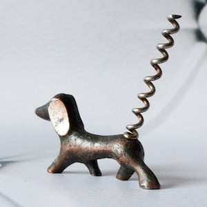 Vintage DOG Figurine Corkscrew Dachshund Wine Bottle Opener, Art Deco Bar Decor, Animal Walter Bosse, Birthday Gift for Him Men