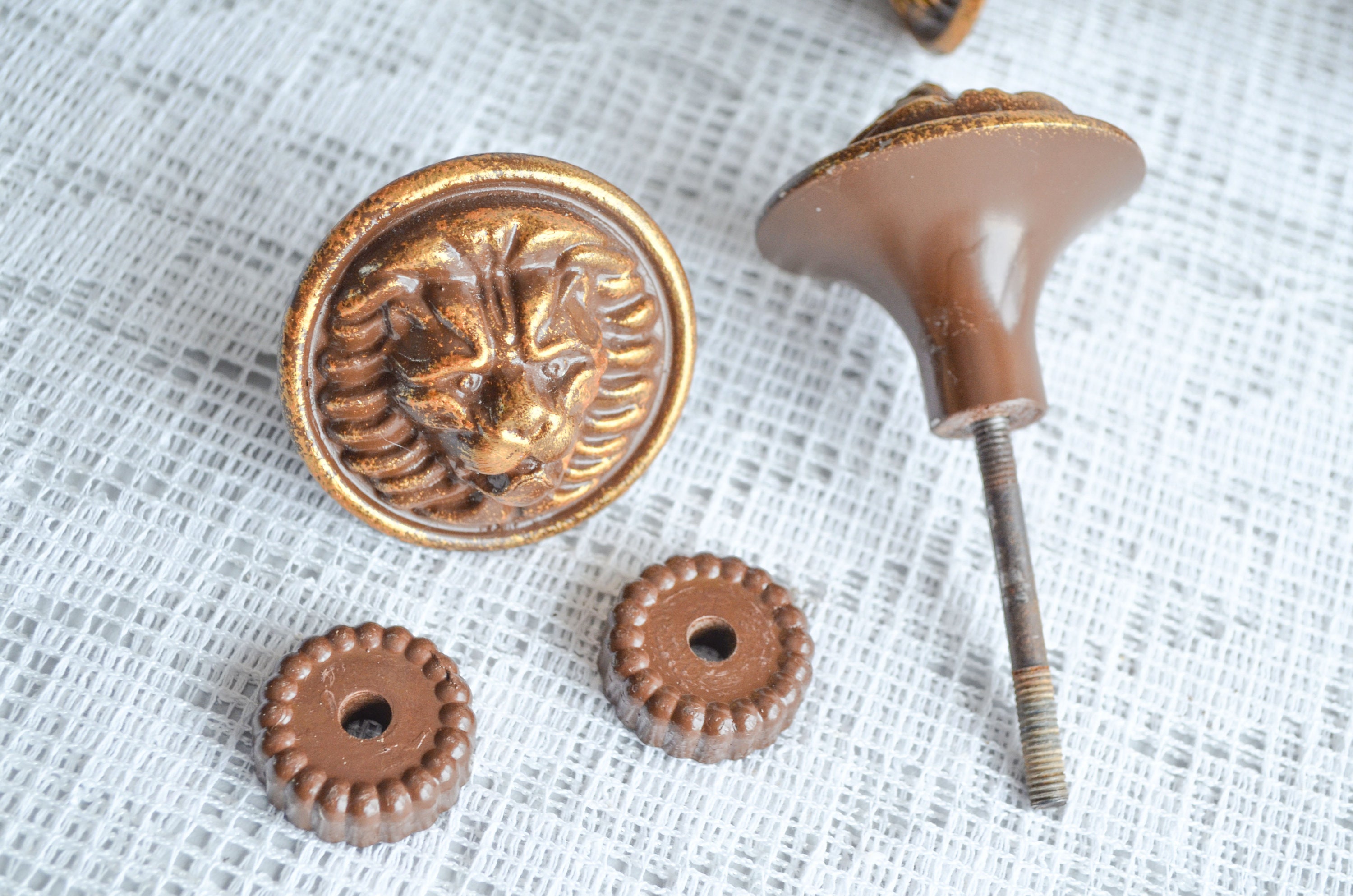 Perilla de la puerta vintage con la cabeza del león manija de | Etsy