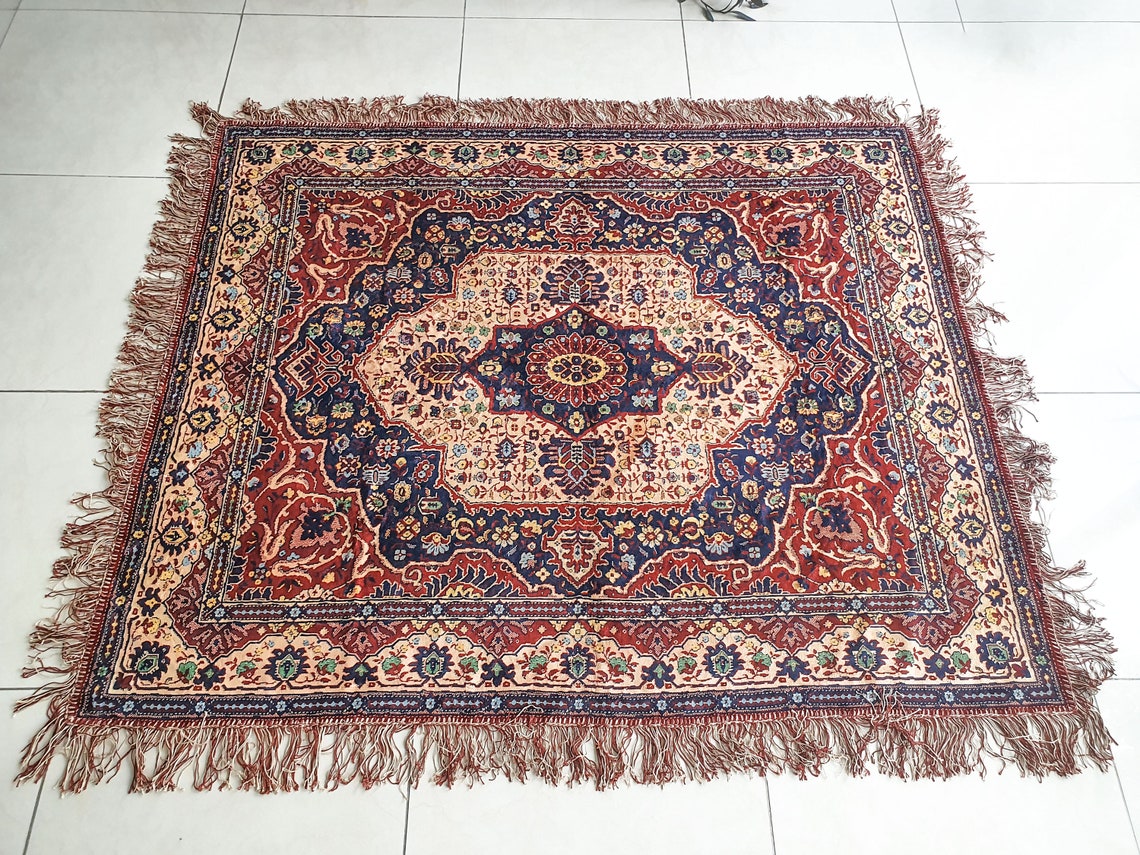 Vintage German kilim rug colorful kitchen patio hallway runner Etsy