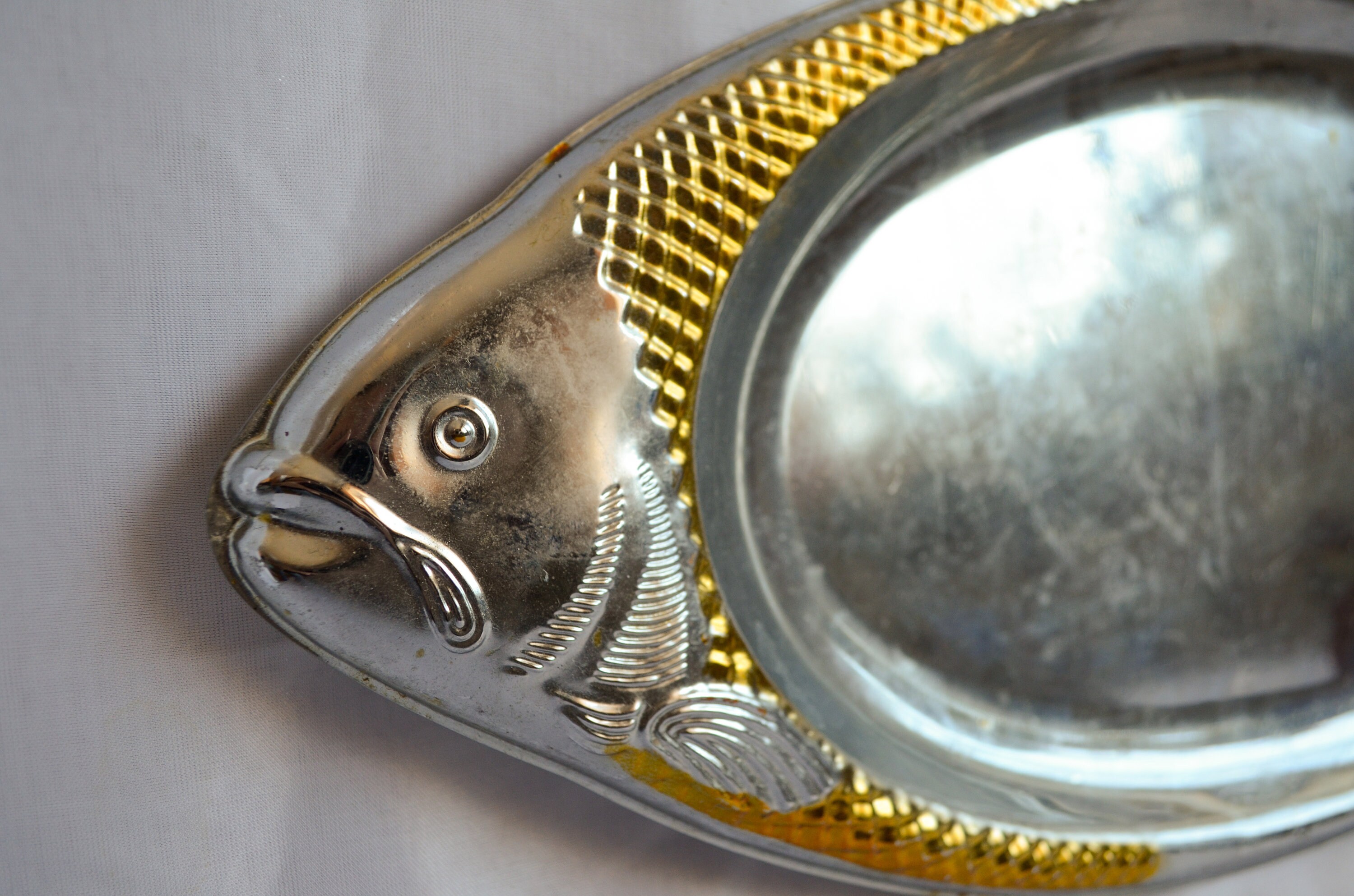 Vintage fish shaped serving plate metal silver tray dish Etsy