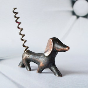 Vintage DOG Figurine Corkscrew Dachshund Wine Bottle Opener, Art Deco Bar Decor, Animal Walter Bosse, Birthday Gift for Him Men