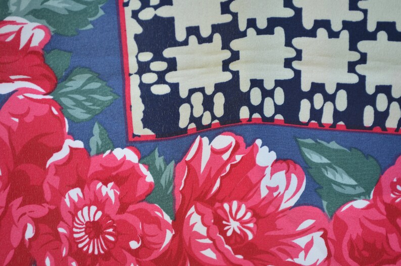 Silk Scarf 32in Hot Pink Roses Border & Navy Blue Check Plaid Tartan ...