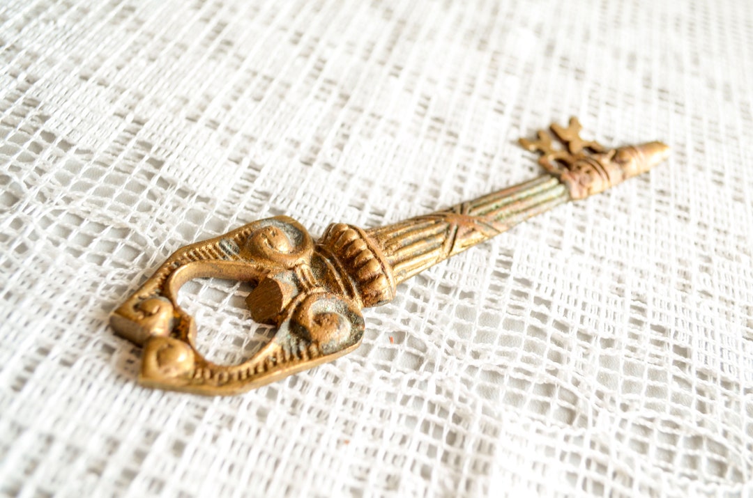 Vintage Brass Key Bottle Opener Mid Century Barware 21st Etsy
