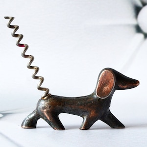 Vintage DOG Figurine Corkscrew Dachshund Wine Bottle Opener, Art Deco Bar Decor, Animal Walter Bosse, Birthday Gift for Him Men