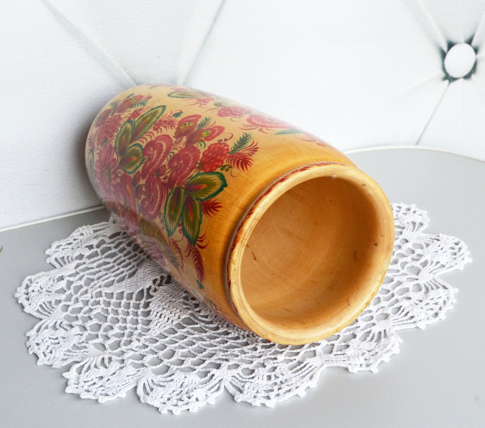 Vintage dried flower vase turned wood decorative Ikebana tall Etsy