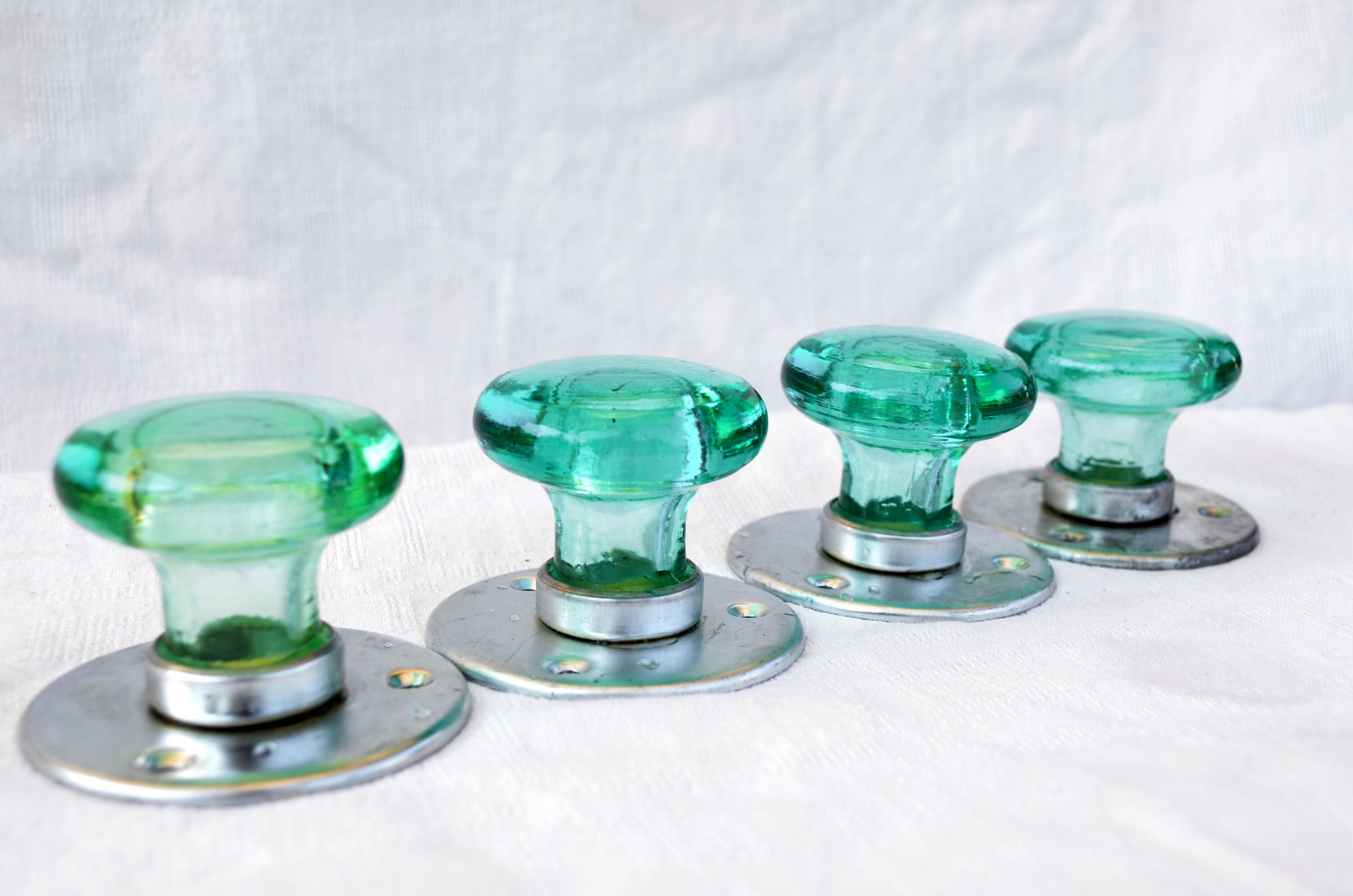 Vintage green Glass Door Knobs Set of 2 door handle pair Etsy