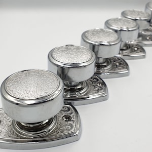 Set 2 Silver Interior Dummy Door Knobs Handles Drawer Pulls, Dresser Modern Chrome Round Knobs, cabin bathroom drawer pull, Vintage Hardware