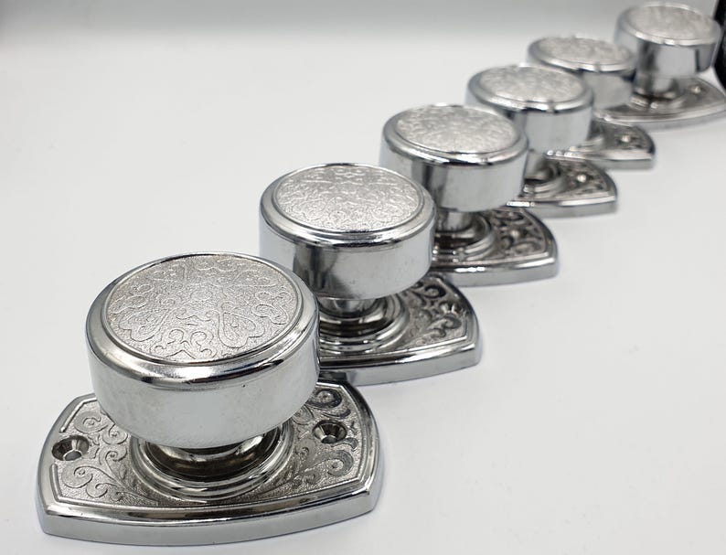 Set 2 Silver Interior Dummy Door Knobs Handles Drawer Pulls, Dresser Modern Chrome Round Knobs, cabin bathroom drawer pull, Vintage Hardware