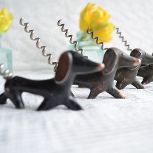 Vintage DOG Figurine Corkscrew Dachshund Wine Bottle Opener, Art Deco Bar Decor, Animal Walter Bosse, Birthday Gift for Him Men