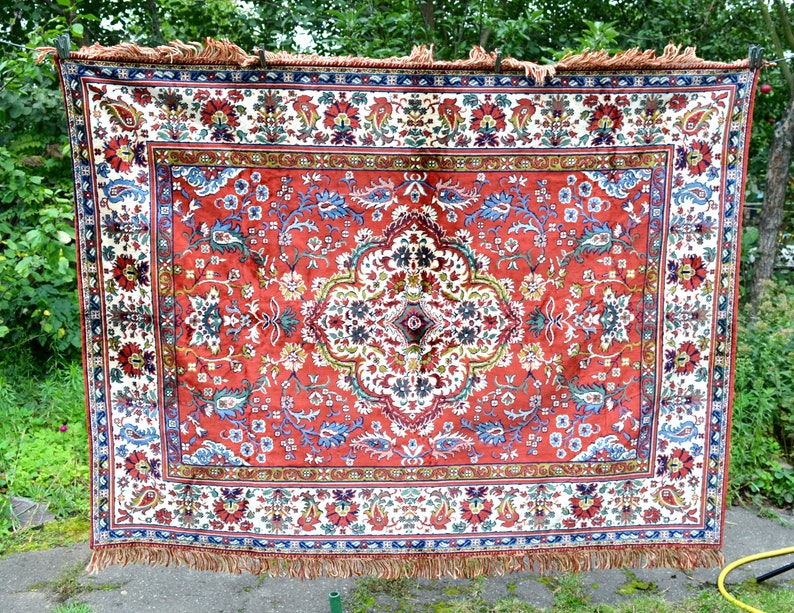 Vintage Bohemian Area Rug Runner Carpet German Colorful Etsy